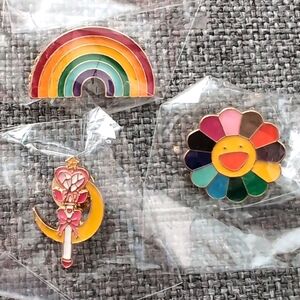 3 pins Rainbow, Moon, Flower
